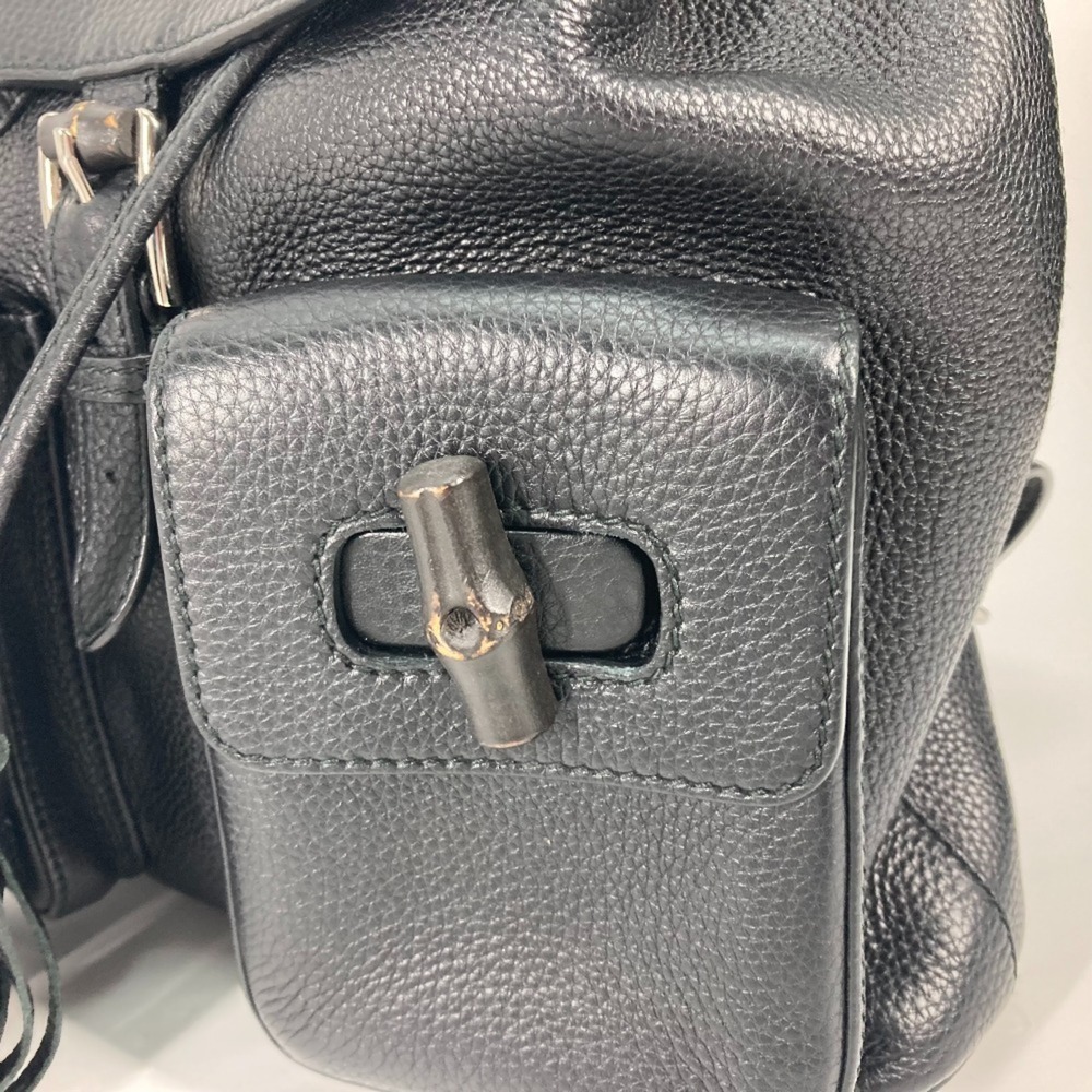 GUCCI Authentic Black Leather Bamboo Backpack - Picture 7 of 16